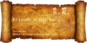 Krizsák Réka névjegykártya